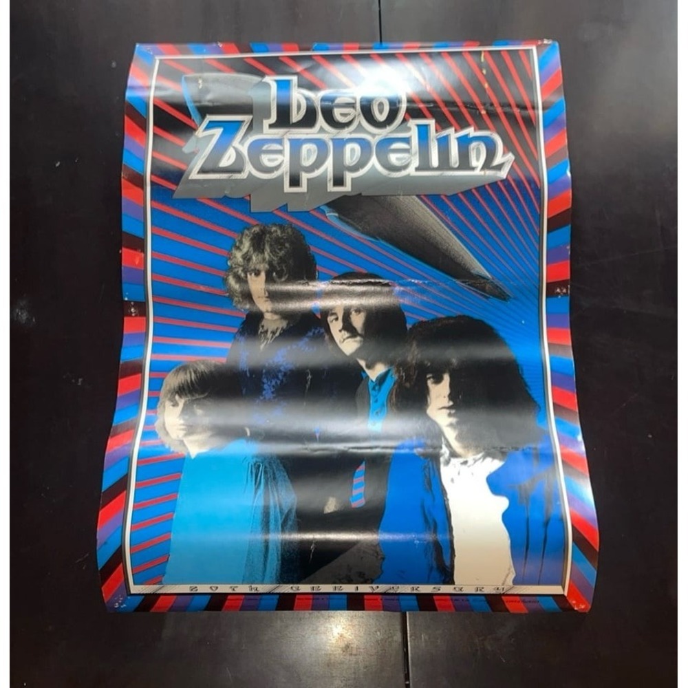 Vintage 1989 Led‎ Zeppelin 20th Anniversary ArtRock Poster Blue Red Psychedelic